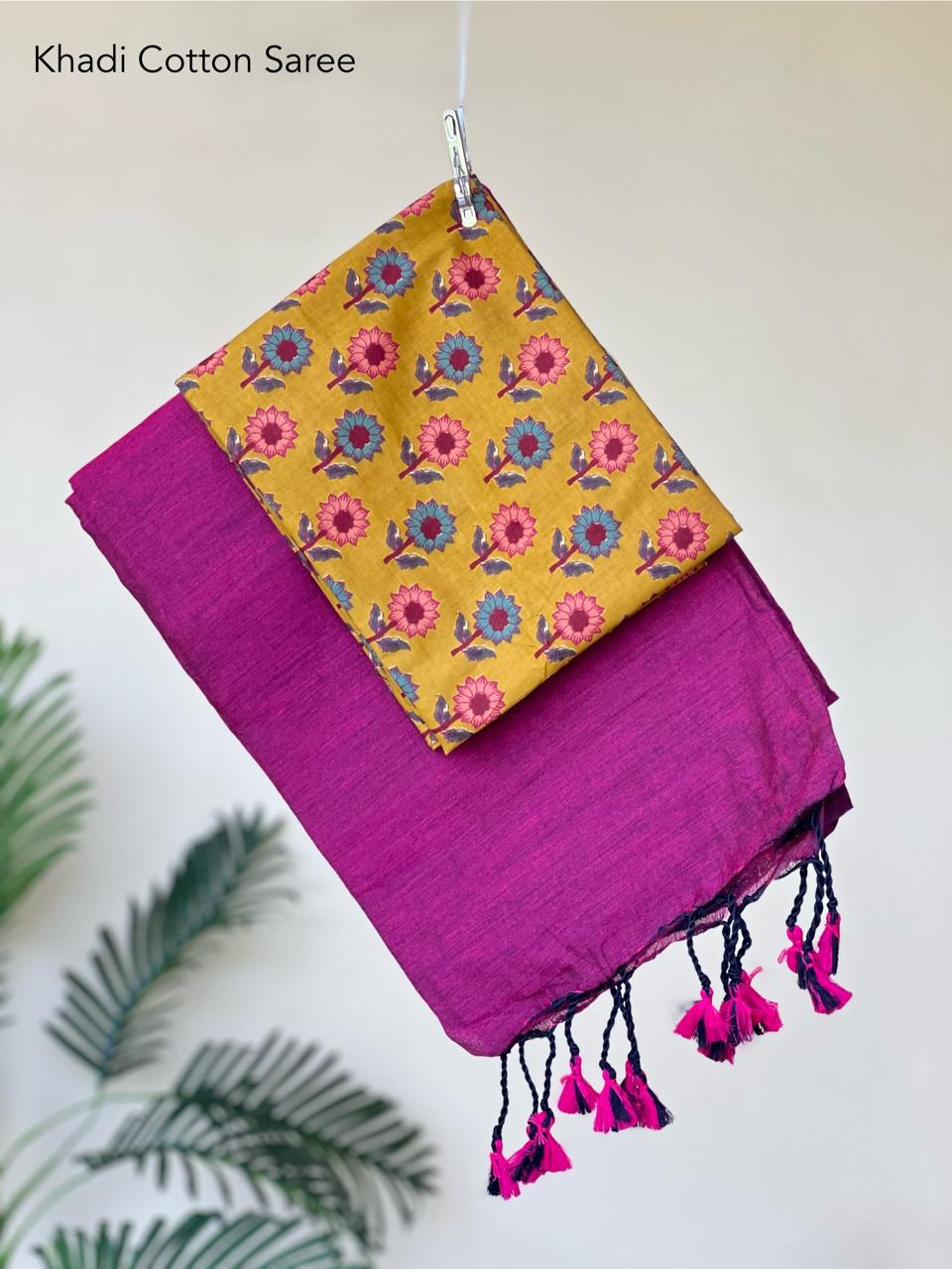 Khadi Cotton Saree with Blouse Piece